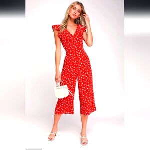 Lulu's Floreal Love ruffled culotte jumpsuit